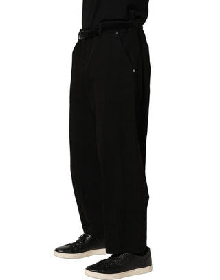 Pantalones de vestir rectos para hombre de cintura media negros  