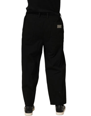 Pantalones de vestir rectos para hombre de cintura media negros  