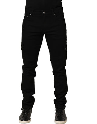 Jeans ajustados para hombre de mezclilla de algodón elástico negro