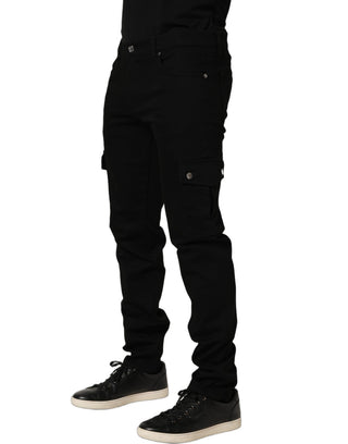 Jeans ajustados para hombre de mezclilla de algodón elástico negro