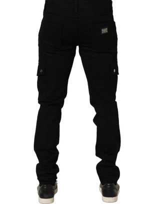 Jeans ajustados para hombre de mezclilla de algodón elástico negro