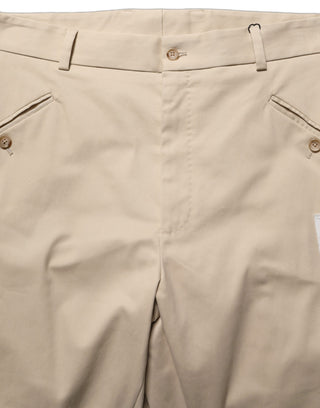 Beige Re-Editon Mid Waist Tapered Men Pants