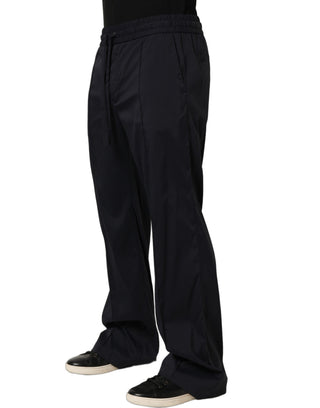 Black Nylon Straight Jogger Sweatpants Pants