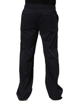 Black Nylon Straight Jogger Sweatpants Pants