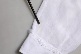White Linen Logo Long Sleeves Casual Shirt