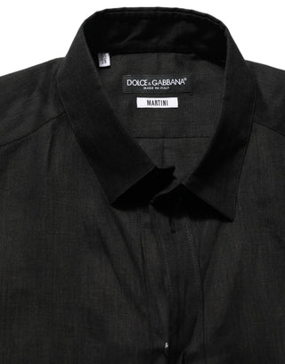 Black MARTINI Long Sleeves Linen Dess Shirt