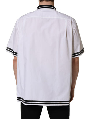 White LogoPatch Cotton Baseball Casual Shirt
