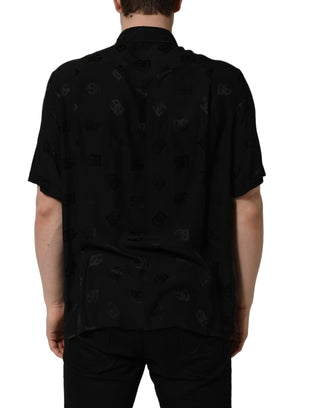 Black Logo Monogram Short Sleeves Men Shirt