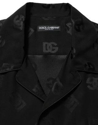 Black Logo Monogram Short Sleeves Men Shirt
