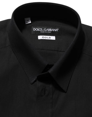 Black Cotton Stretch GOLD Fit Dress Shirt