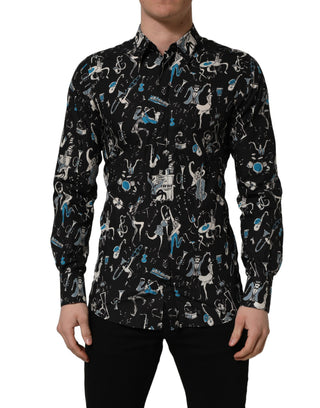 Camisa de vestir negra de algodón Jazz Club GOLD fit