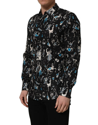 Camisa de vestir negra de algodón Jazz Club GOLD fit
