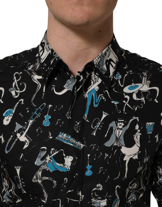 Camisa de vestir negra de algodón Jazz Club GOLD fit