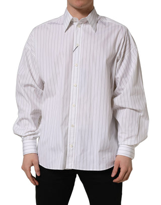 White Stripes Cotton Men Formal Dress Shirt