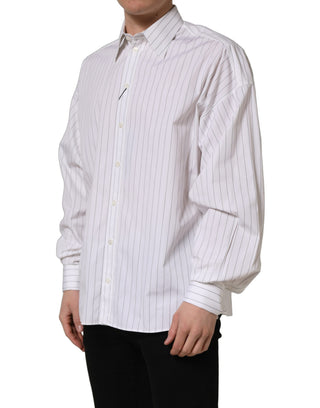 White Stripes Cotton Men Formal Dress Shirt