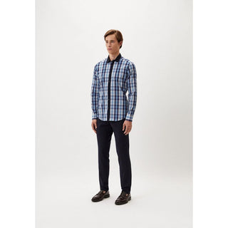 Navy Blue Cotton Pattern Shirt