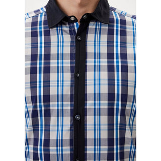 Navy Blue Cotton Pattern Shirt