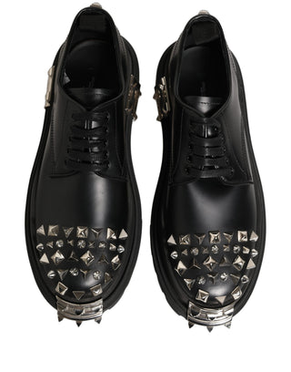 Black Leather Studded Hi-Trekking Derby Shoes