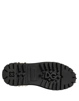 Black Leather Studded Hi-Trekking Derby Shoes