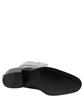 Botas altas hasta la rodilla de tacón de cuero negro  