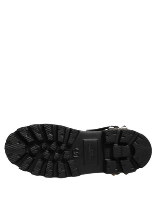 Black Stud Platform Combat High Boots Shoes