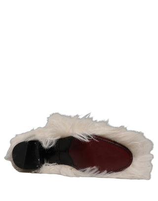 White Faux Fur Mid Calf Men Boots Shoes