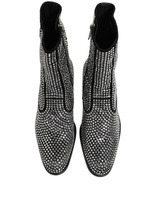 Botines negros adornados con cristales  
