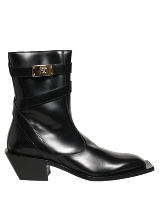 Botas de media caña con placa DG de cuero negro