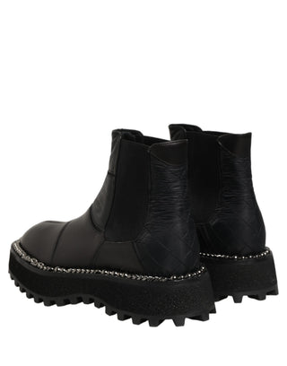 Black Chelsea Boots Leather Slip On Men Shoes