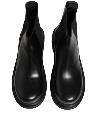 Black Chelsea Boots Leather Slip On Men Shoes