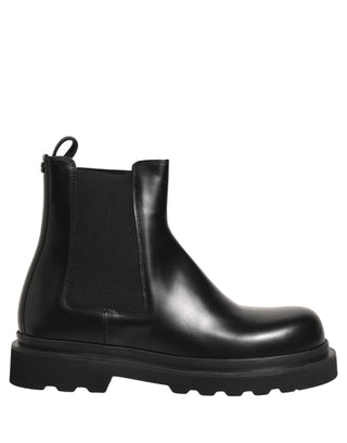 Black Chelsea Boots Leather Slip On Men Shoes