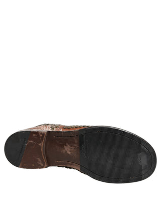 Brown Leather Runway Studs Ankle Boots Shoes