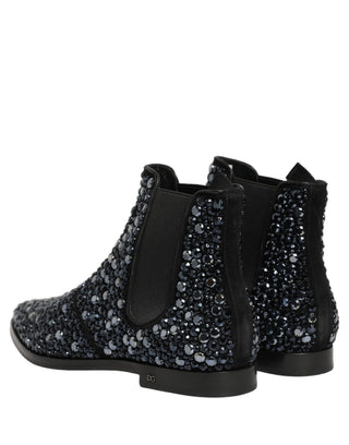 Black Embellished Chelsea Ankle Boots Shoes