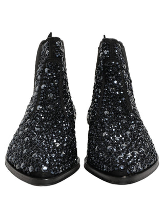 Black Embellished Chelsea Ankle Boots Shoes