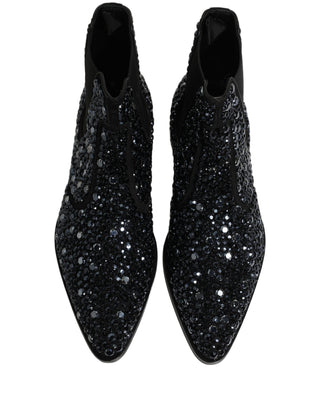 Black Embellished Chelsea Ankle Boots Shoes