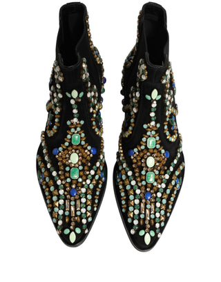 Black Embellished Chelsea Ankle Boots Shoes