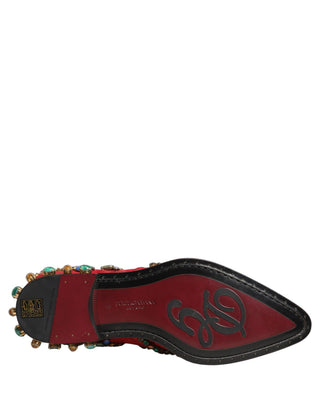 Red Embellished Chelsea Ankle Boots Shoes