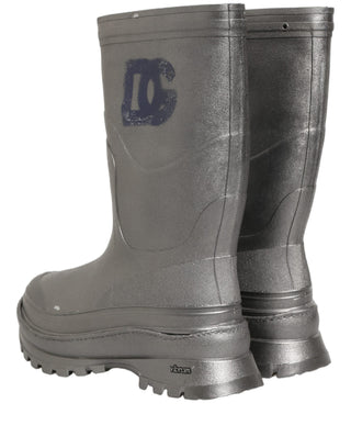 Metallic Silver Pull On Rain Boots Men Shoes