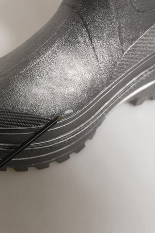 Metallic Silver Pull On Rain Boots Men Shoes