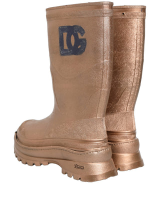 Botas de lluvia de PVC color oro rosa para hombre, sin cordones