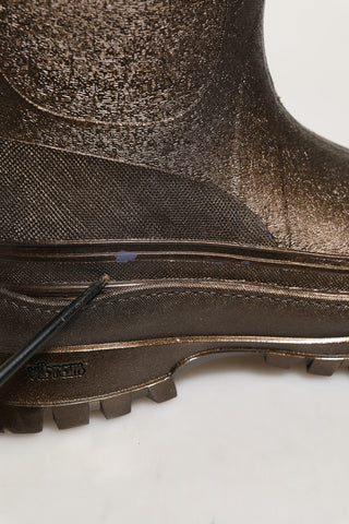 Bronze PVC Pull On Rain Boots Men Shoes