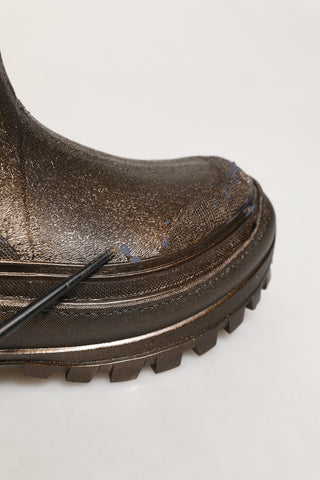 Bronze PVC Pull On Rain Boots Men Shoes
