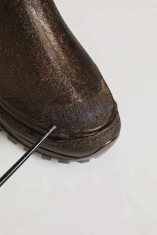 Bronze PVC Pull On Rain Boots Men Shoes