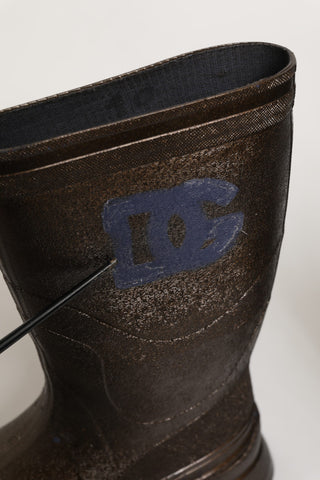 Bronze PVC Pull On Rain Boots Men Shoes