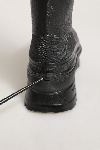 Black PVC Pull On Rain Boots Men Shoes