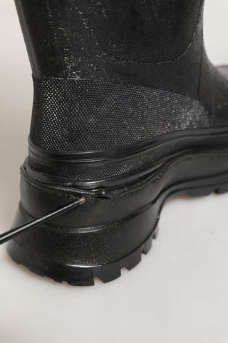 Black PVC Pull On Rain Boots Men Shoes