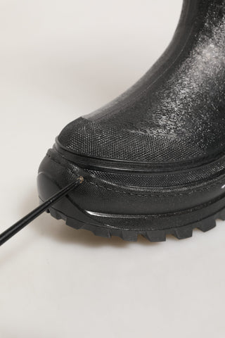 Black PVC Pull On Rain Boots Men Shoes