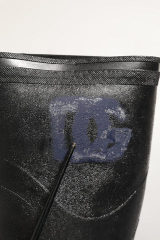 Black PVC Pull On Rain Boots Men Shoes