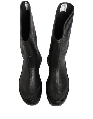 Black PVC Pull On Rain Boots Men Shoes
