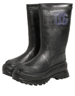 Black PVC Pull On Rain Boots Men Shoes